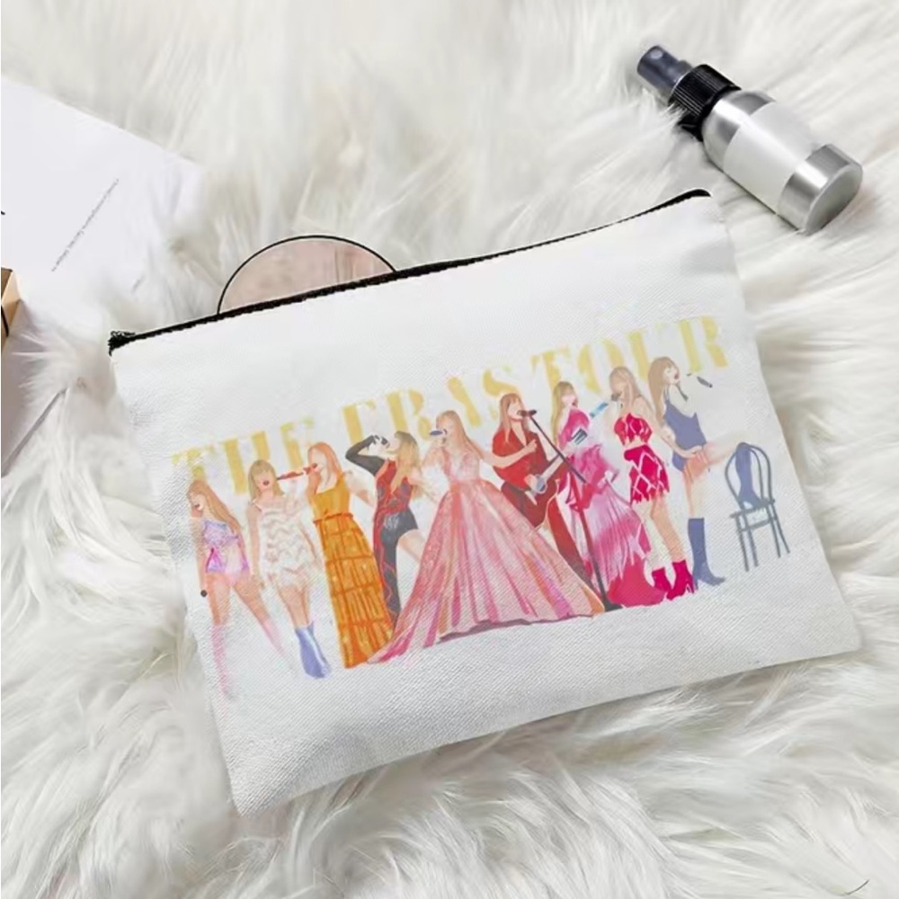 Cosmetic/ Travel Bag with Zipper & Print of Taylor Swift’s Eras Looks NEW